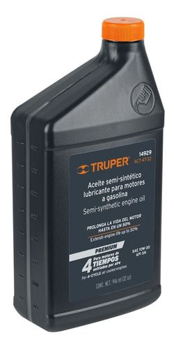 Aceite Motor 4 Tiempos 10w30, 946ml, Truper, 14929