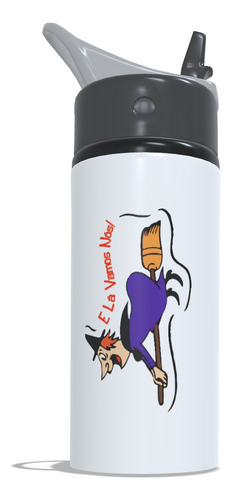 Pica-pau - Squeeze Aluminio Personalizado 600ml Bruxa Da Vassoura - Branco