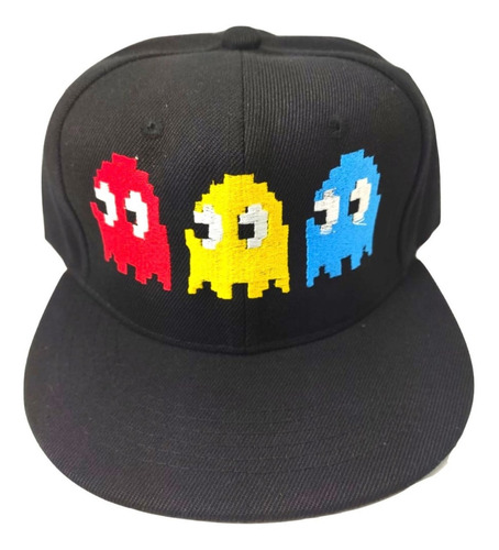 Imagen 2 de 2 de Gorra Pac Man Bordada Negra Videojuegos Vintage Con Envio