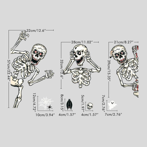 Pegatinas De Halloween Con Forma De Esqueleto, Pegatinas Par