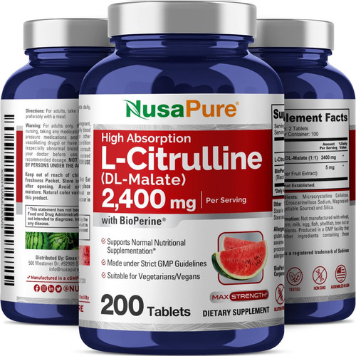 Nusapure Ultra L-citrulline L-citrulina 2400mg 200caps +keto