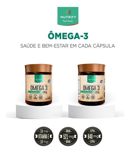 Nutrify Ômega 3 Tg Ultraconcentrado 1360mg - Enriquecido Com Vitamina E - Foco, Memória E Bem-estar - 120 Cápsulas 120 Cápsulas
