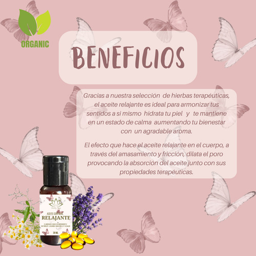 Aceite Orgánico Corporal Relajante Para Masaje Vitamine 30ml