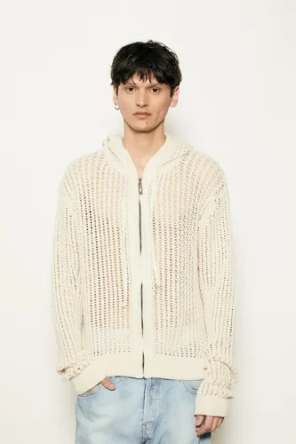 Sweater Bowen Hombre Algod n Mesh Zip Hoodie Blanco