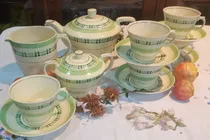 Comprar Antiguo Juego Te Woods Ivory Ware England 13 Pzas N462 Crema Rayas