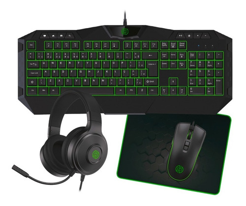 Kit Gamer 4x1 Com Led Modelo Tpc-067az Cor do teclado Verde