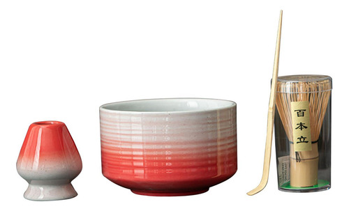 Juego De Té Tradicional Japonés Matcha, Rojo Blanco