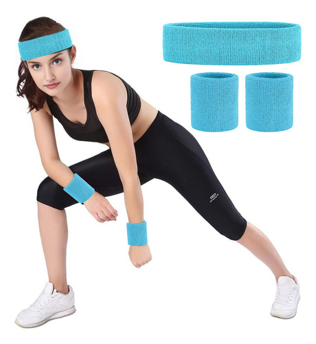 ** 3 Set Banda Deportiva Cabeza Muñequeras Elásticas
