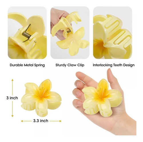 ; # 6 Pinzas De Pelo Grandes Con Flores Mate Para Mujer
