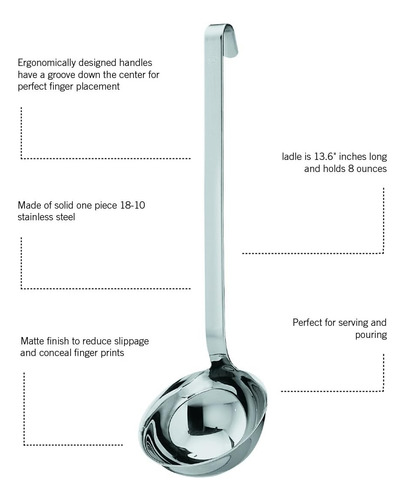 Rösle Stainless Steel Hooked Handle Ladle With Pouring Ri...