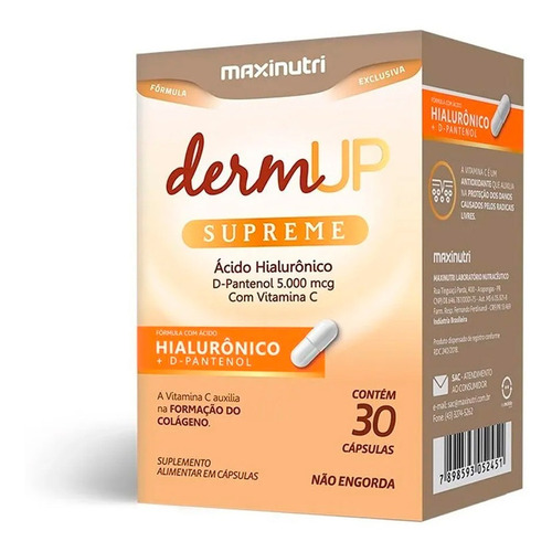 Dermup Supreme Maxinutri - Acido Hialurônico + Dpantenol Sabor Sem sabor