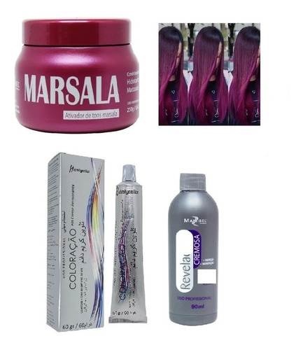 Kit Máscara   Marsala  250g + Tinta + Ox 40 Vol Mairibel