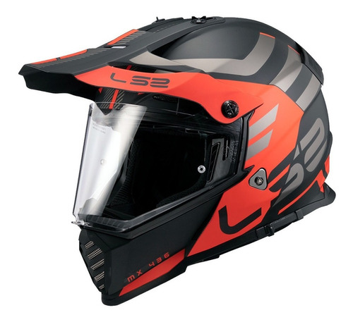 Casco Integral Ls2 Mx436 Adventurer Negro Naranja Mate