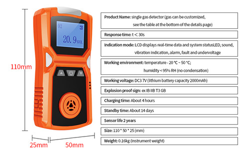 Detector De Gas De Oxígeno Portátil Adks1 Medidor De Oxígeno