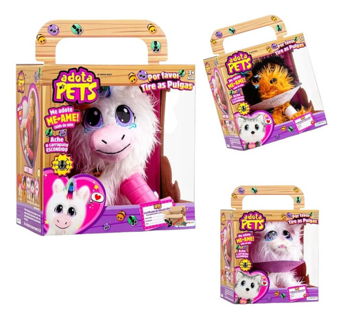 Bicho Ursinho De Pelúcia Adota Pets Com Acessórios Multikids