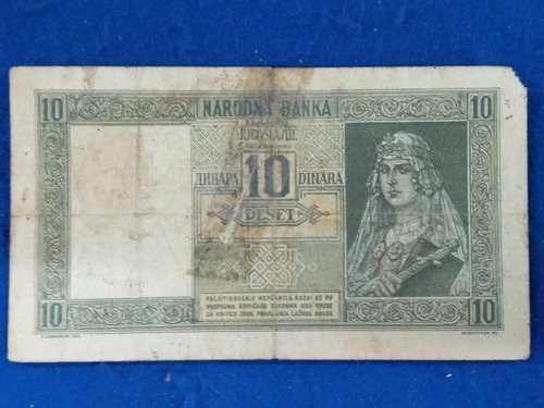 Montenegro 10 Dinara 1941 * Ocupacion Italiana * Guerra *