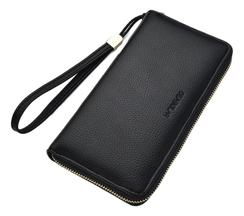 Cartera Larga Tipo Clutch De Piel Suave Para Hombre