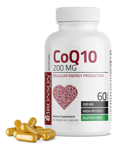 Bronson Coq10 200mg Con 60 Cápsulas Ubiquinona Salud Corazon Sabor Sin Sabor