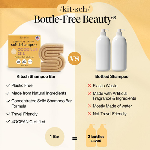 Shampoo Bar Kitsch Aceite De Coco Hidratante Profundo 90 Ml