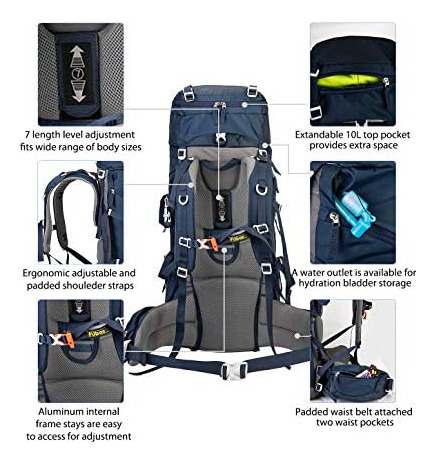 Ubon Mochila De Senderismo 60 L Con Estructura Interna