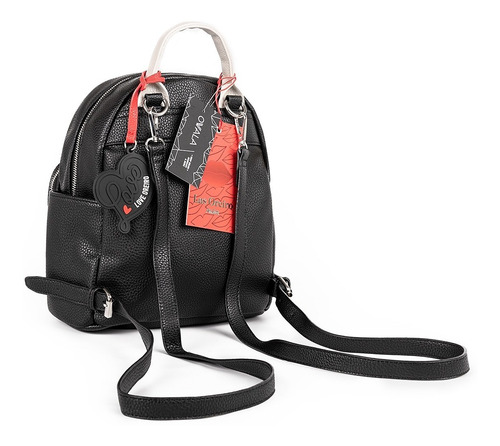 Imagen 2 de 5 de Mochila Mujer Cuero Sintetico Las Oreiro Negra Original Dama