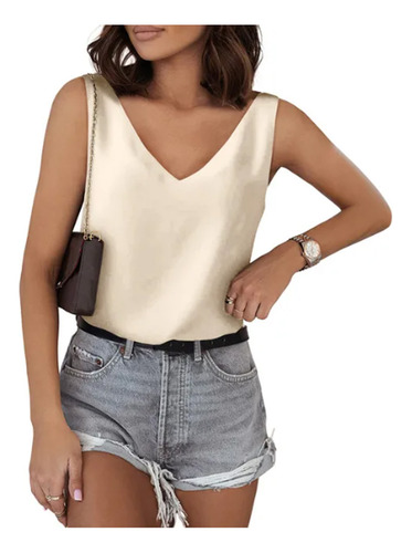Top De Verano Con Tirantes Para Mujer Con Cuello En V.