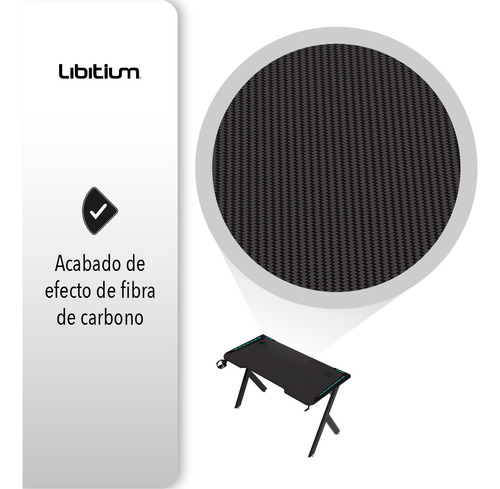 Escritorio Gamer Rgb Tecnologia Led Color Negro Libitium DESK-G4