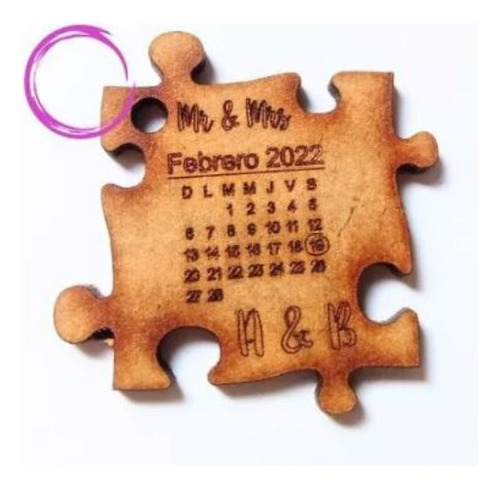 Llavero Calendario Boda Fibrofacil Mdf 6cm X 60 Unidades