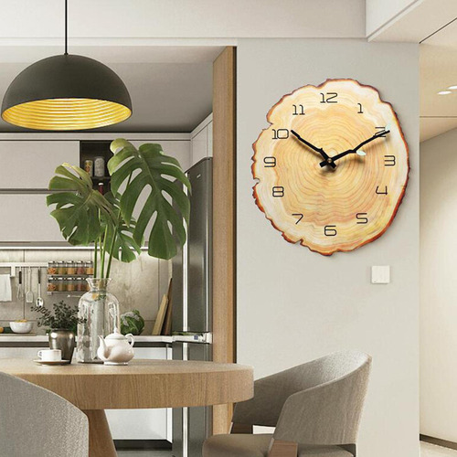 Reloj De Pared Rústico Tronco De Árbol Con Números