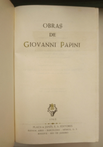 Libro Obras De Giovanni Papini Tapa Dura