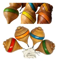 Comprar Trompos De Madera Clásicos De Colores Con Huaraca Y Tapa.