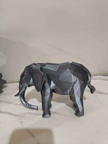 Decoração Moderna Conjunto Elefante Futurista + Vaso Espir Cinza-escuro