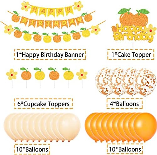 Juego De Decoración De Fiesta De Cumpleaños Naranja Con Panc