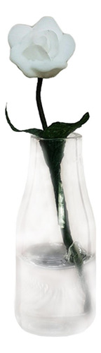 2 Flor Em Miniatura Com Vaso De Vidro Para Sala De Jantar Em
