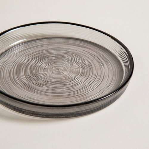 Bandeja De Vidrio Gris Redonda 12 Cm Deco Trendy Corner