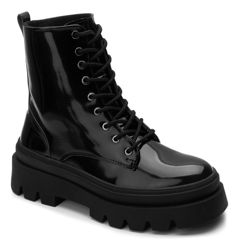 Bota Tipo Combat Biker Color Negro Para Dama Diva 50