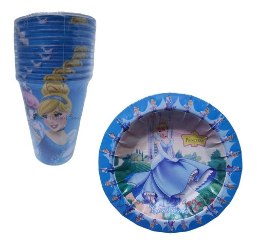 Cenicienta.  Kit Fiesta Para 40 Niños, Platos, Vasos