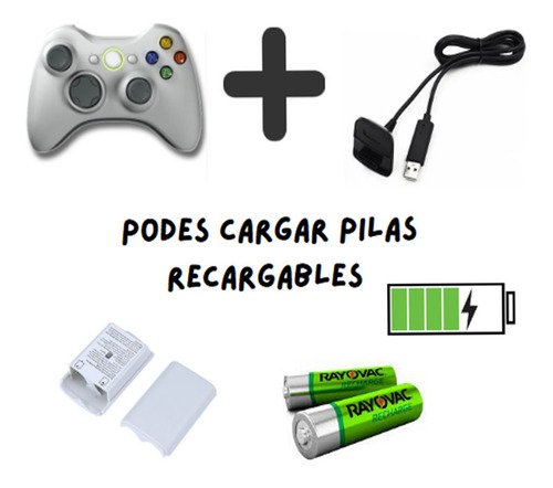 Imagen 4 de 4 de Kit Cable 2 En 1 Carga Y Juega Usb Joystick Xbox 360 1218am