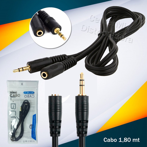Imagem 3 de 3 de Cabo De Audio Extensor Extensão P2 X J2 1,5m P/ Fone Ouvido