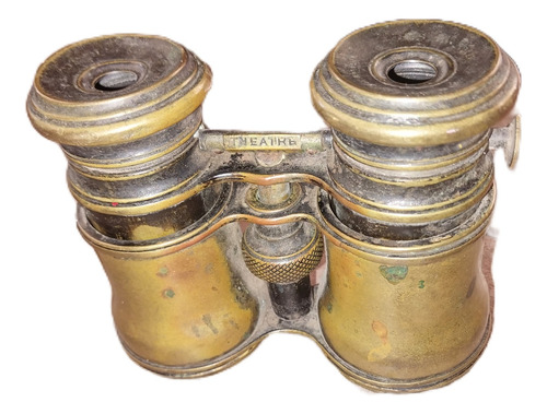 Antiguos Binoculares Franceses 1945 Trifocales De Bronce Dorado (Usado)