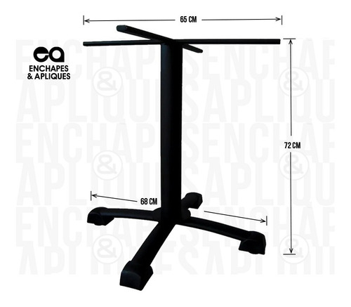 Imagen 2 de 3 de Pata Para Mesa Base Mueble 72 Cm Negra