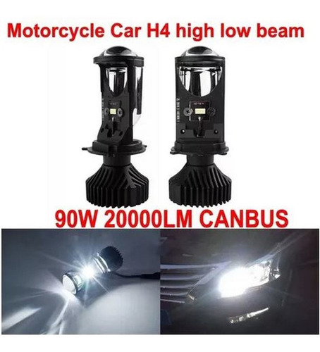 Imagen 1 de 10 de 2 Focos Led H4 Lupa Y6 90w 20.000 Lumenes Autos Motos