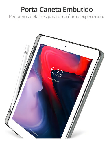 Capa Transparente Séries iPad 8 10.2 Pol 2020 A2270 A2428 Cor Cinza