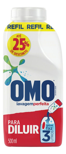 Kit 2 Refil Sabão Líquido Concentrado Omo Lavagem 2x 500ml