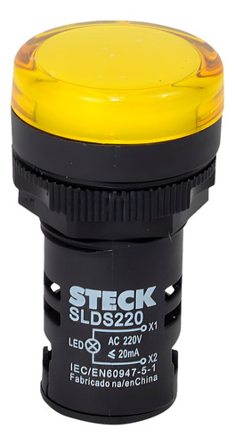 Piloto Ojo De Buey Led 22mm 220v Amarillo Steck