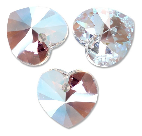 Dije Cristal Corazon 10mm Plata 925 Colores Vrs Encontralos Crystal Shimmer