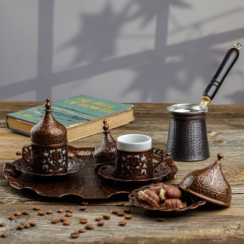 Juego Completo De Café Turco Cobre 12 Piezas.