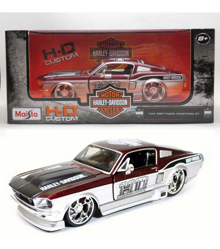 Ford Mustang Gt 1967 - Harley-davidson Hd Custom 1/24 Maisto Plata