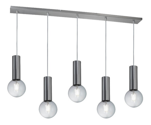 Lampara Colgante Moderno 5 Luces Plata 20cm Led E27 Vg