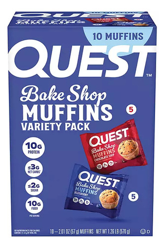 Quest Bake Shop 10g Protein Muffins, Variety Pack, 10 Ct